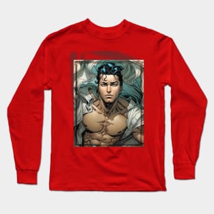 Cartoon superhero ripping his shirt off Long Sleeve T-Shirt